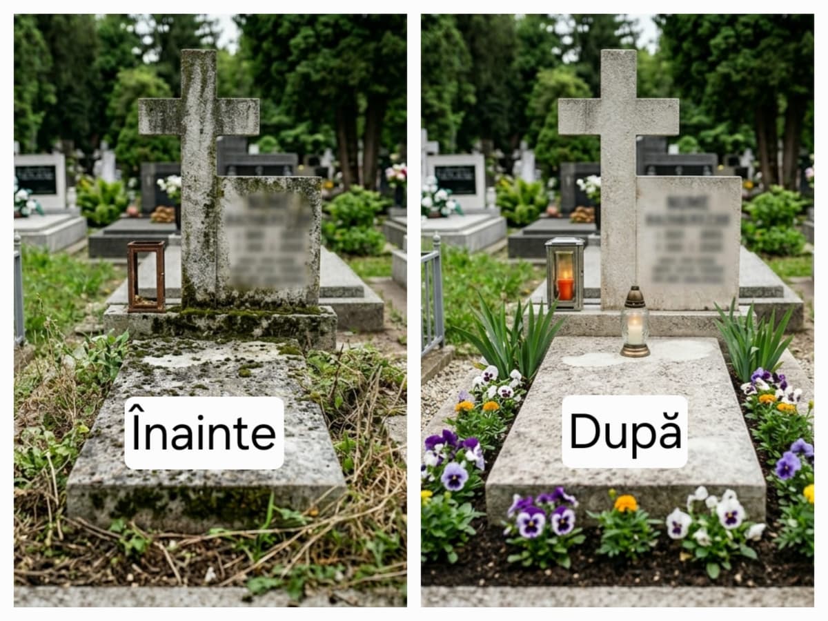 Rezultat curatare mormant - inainte si dupa